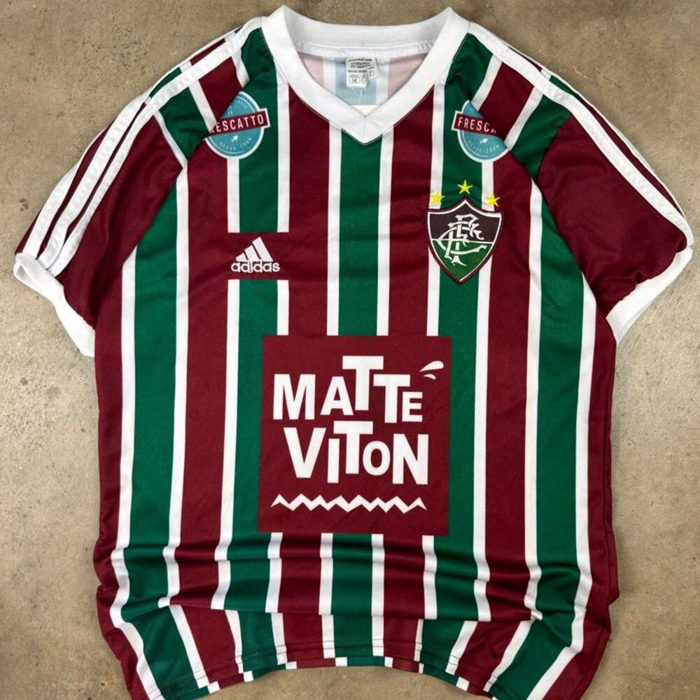 Fluminense 2000s y2k Adidas Soccer Jersey Maroon Green Striped
